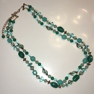 Vintage aqua beaded necklace 50’s style